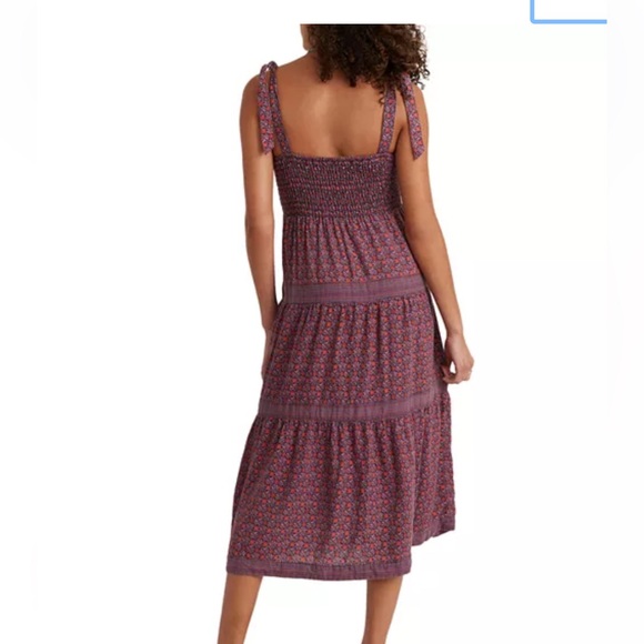 Marine layer women’s smoked maxi midi dress size medium navy red purple orange - Picture 4 of 10